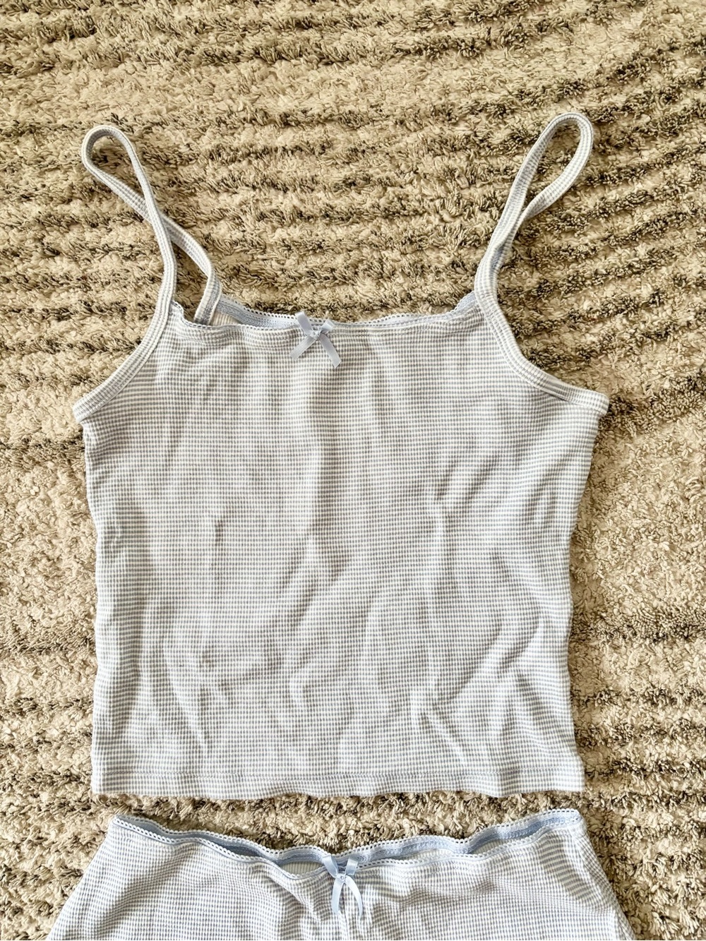 H&M Light Blue Ribbed Cami & Short Sleep Set - Picture 2 of 5